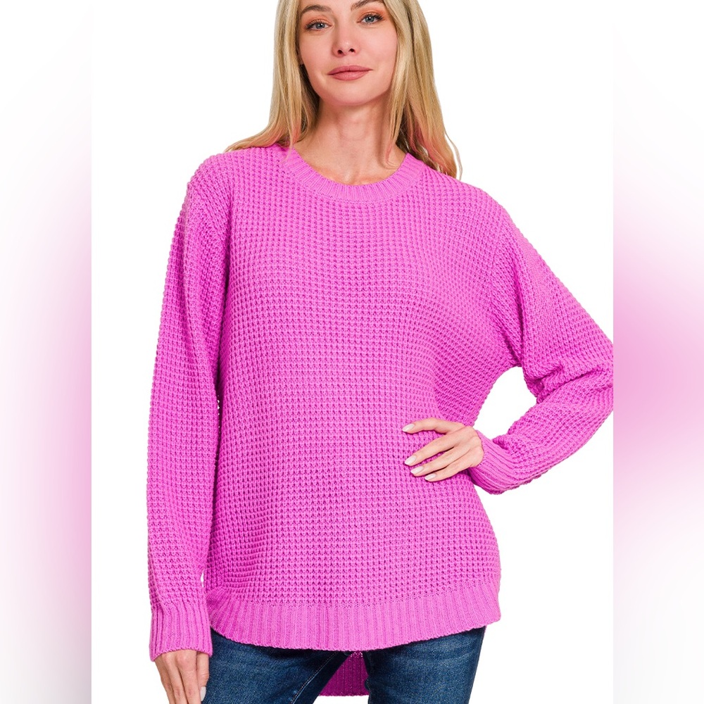 Zenana bright mauve waffle sweater